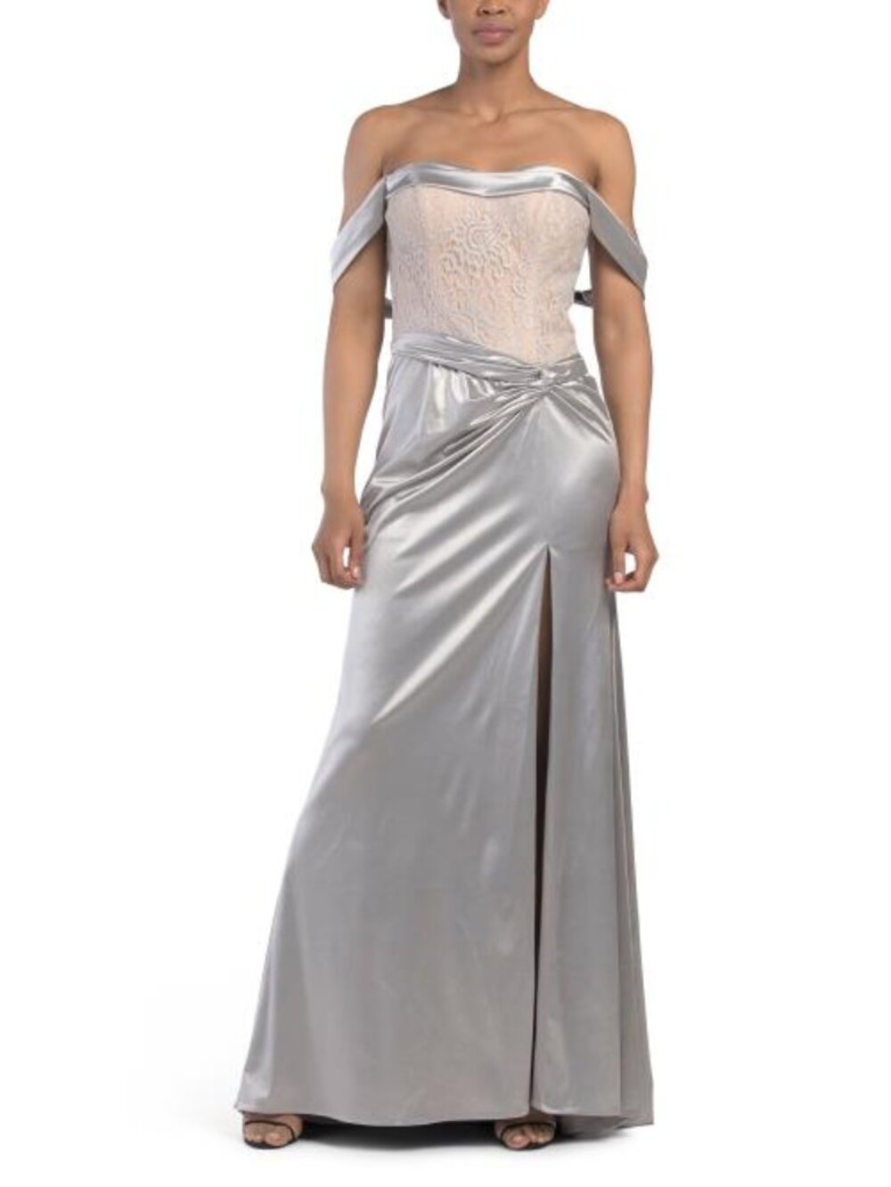 RENE BY RENE RUIZ Off The Shoulder Metallic Gown